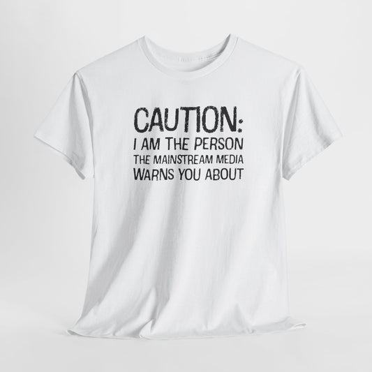 Caution Media Warning T-Shirt - Rebel Graphic Tee