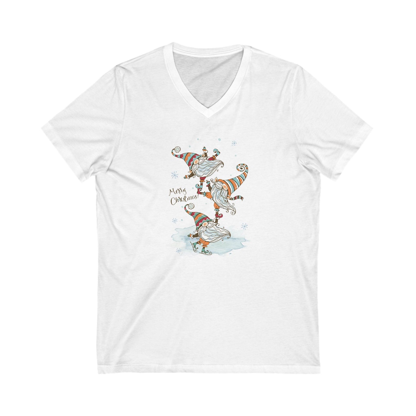 Christmas T-Shirt With Skating Gnomes For Fun Holiday T Shirt For Festive Ladies Skating TShirt