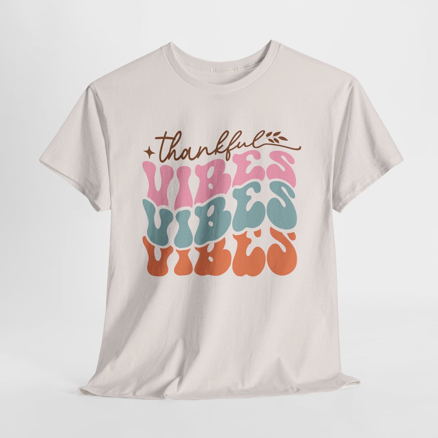 Thankful Vibes T-Shirt For Retro Thanksgiving T Shirt For Colorful Turkey Day TShirt