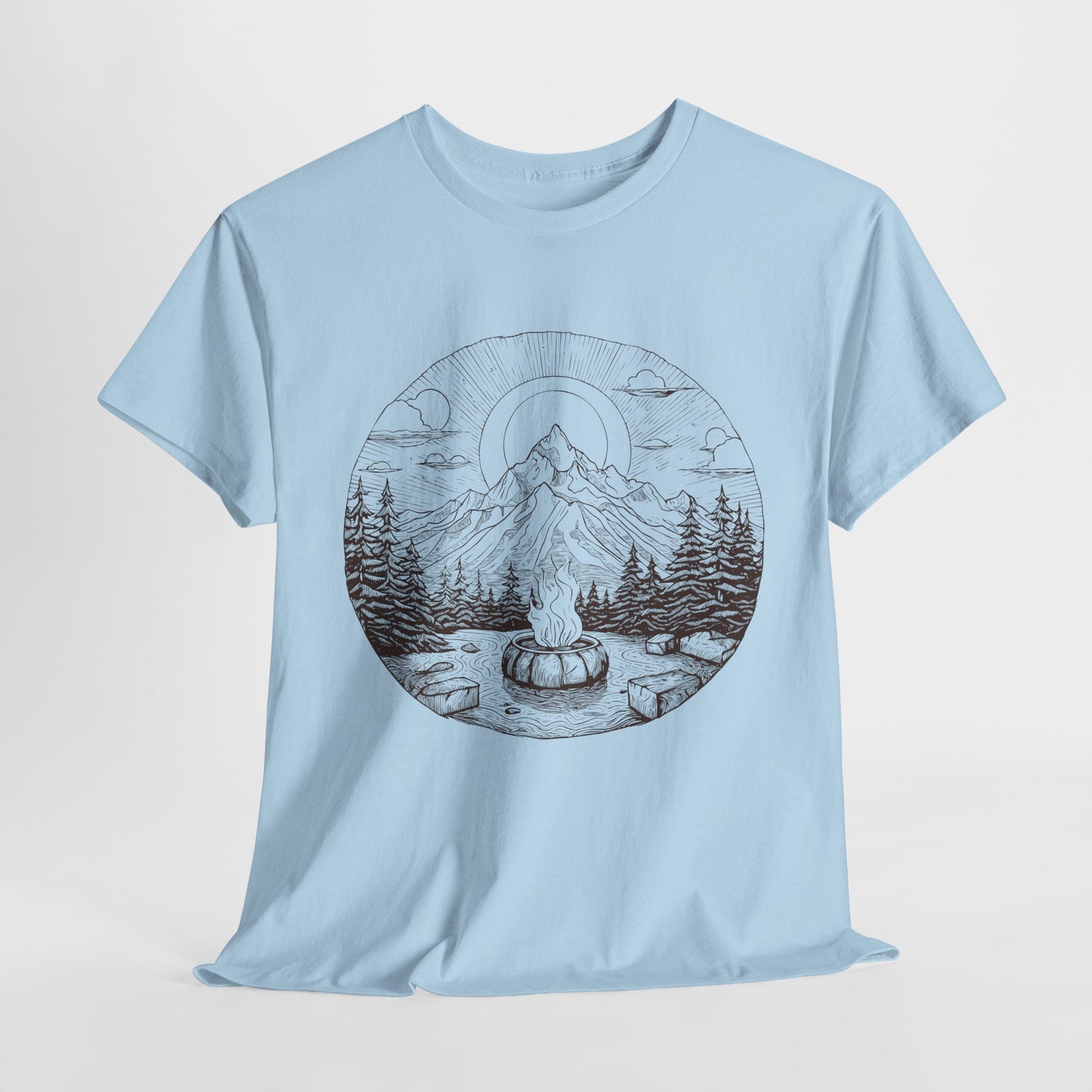 Campfire Mountain Scene T-Shirt