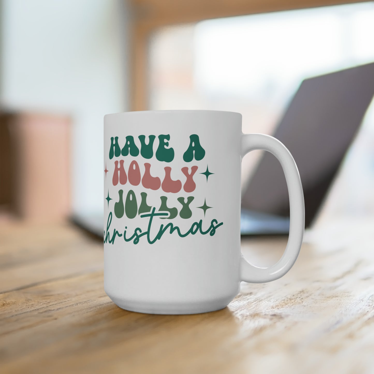 Retro Holly Jolly Christmas Coffee Hot Tea Cocoa Mug Gift Idea