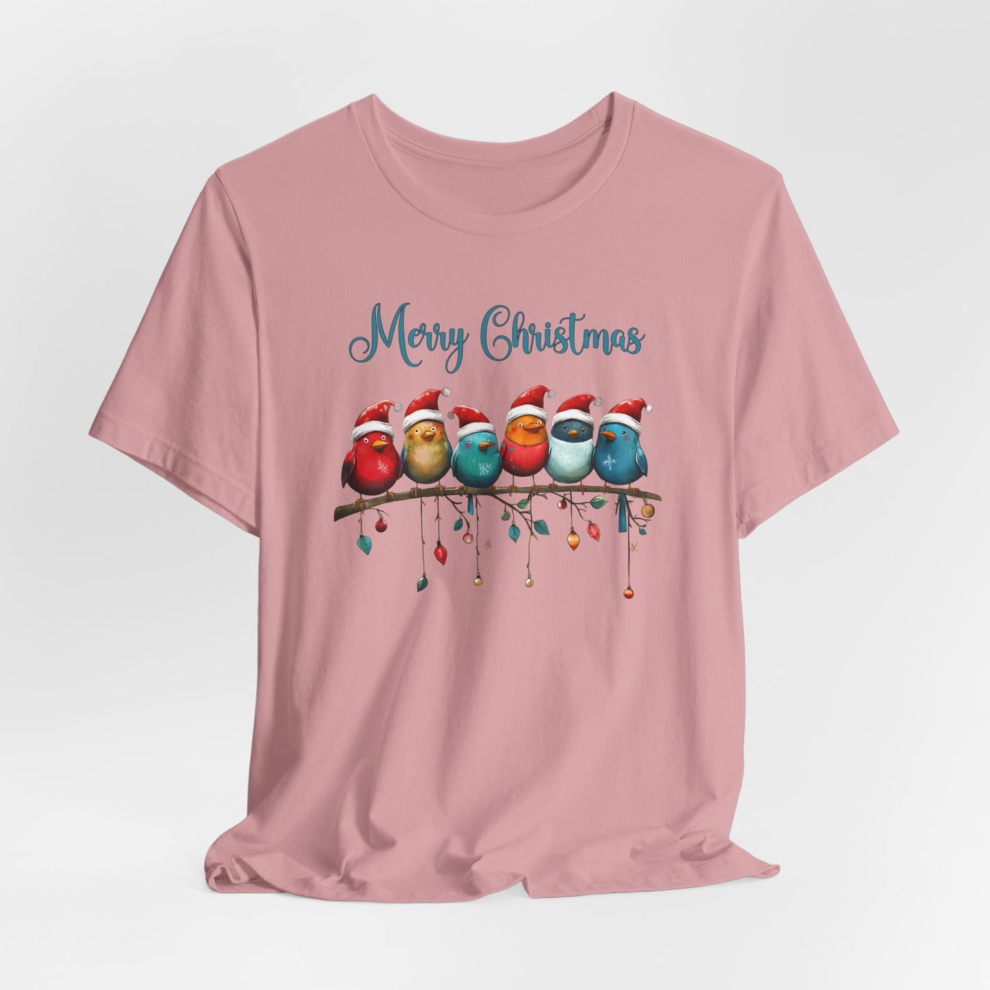 Merry Christmas Birds T-Shirt - Festive Holiday Tee