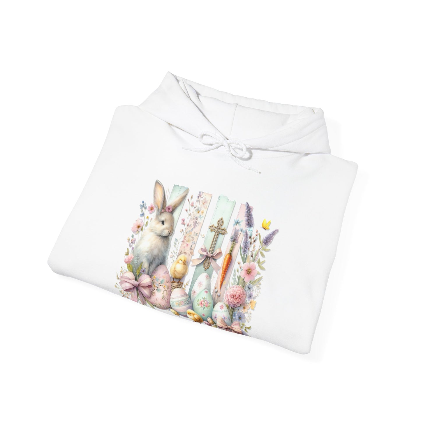 Easter Bunny Floral Collage Hoodie - Festive Spring Graphic Sweatshirt