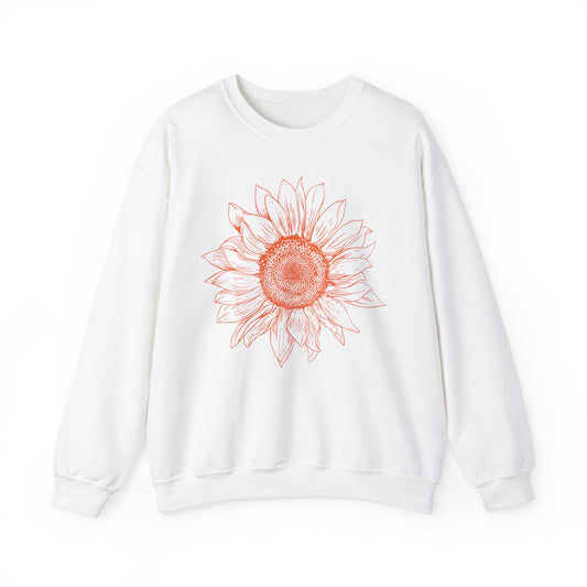 Sunflower Line-Art Sweatshirt - Cozy Floral Apparel
