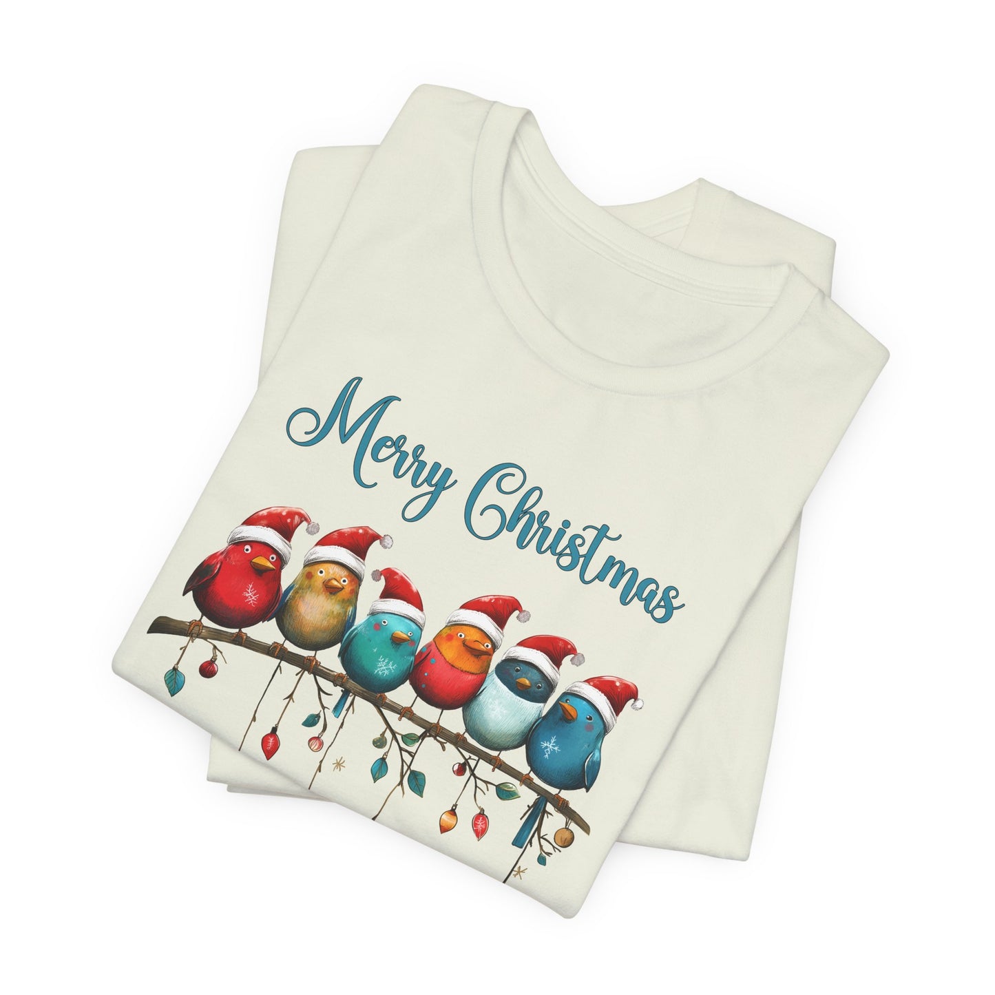 Merry Christmas Birds T-Shirt - Festive Holiday Tee