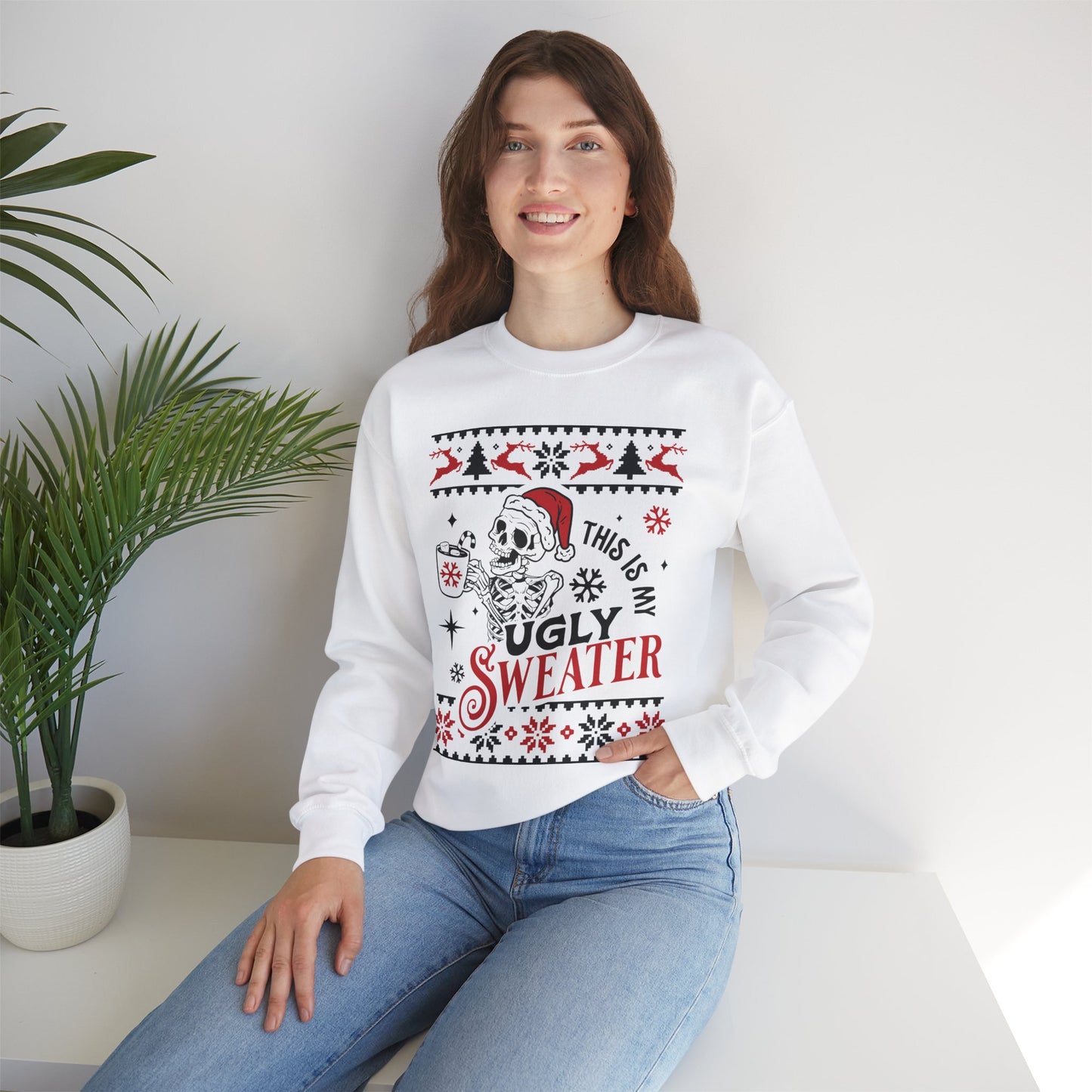 Festive Skeleton Ugly Sweater Sweatshirt