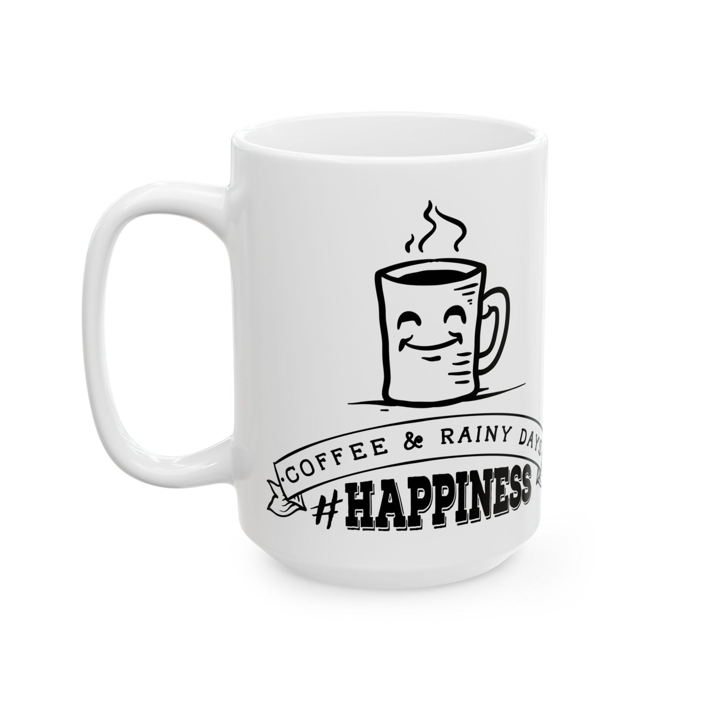 Happiness Coffee Cup For Rainy Day Cocoa Mug For Hot Tea Smiles