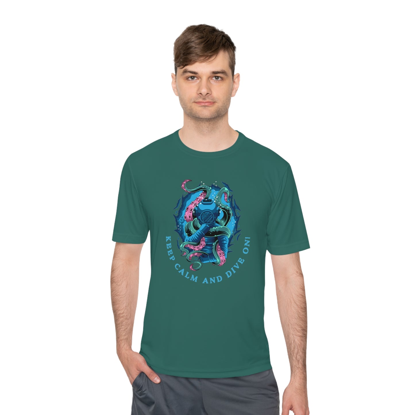 Keep Calm and Dive On Moisture Wicking T-Shirt - Scuba Tee