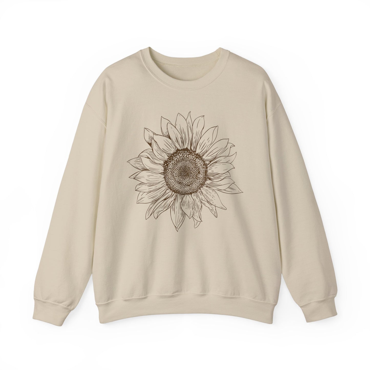 Sunflower Line-Art Sweatshirt - Cozy Floral Apparel