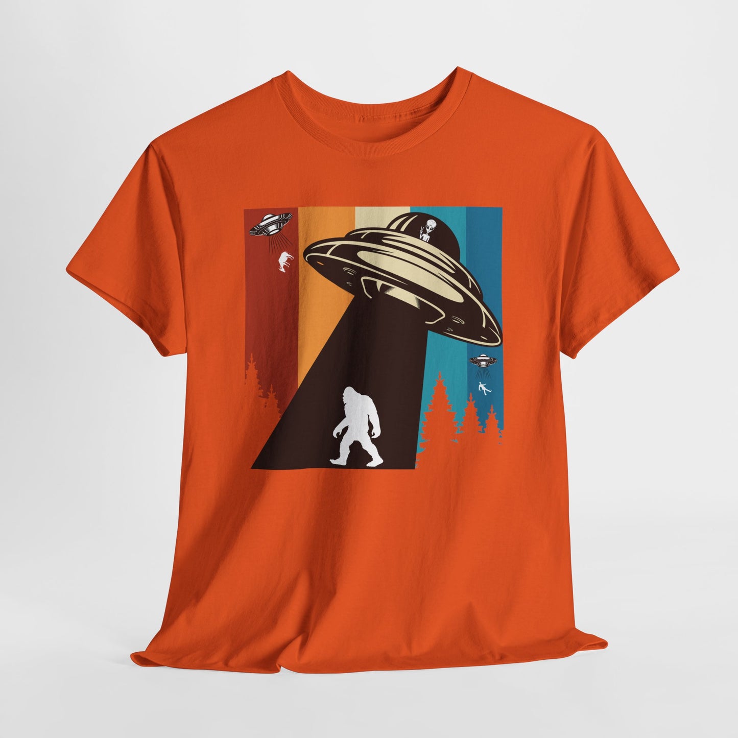 UFO Bigfoot Abduction T-Shirt - Forest Alien Grab Design