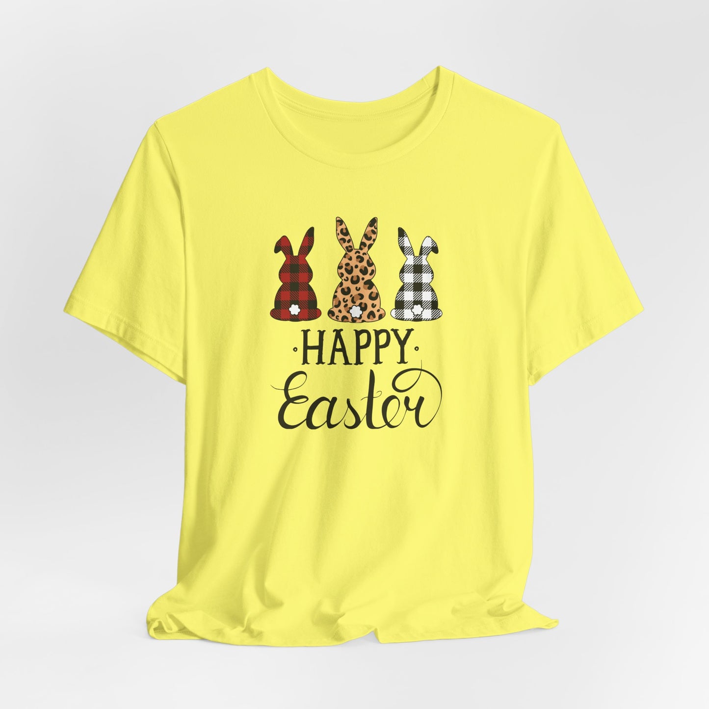 Happy Easter Textile Bunnies T-Shirt - Spring Graphic Tee
