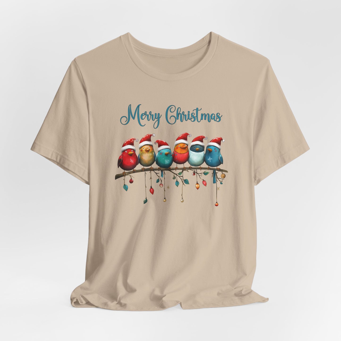 Merry Christmas Birds T-Shirt - Festive Holiday Tee