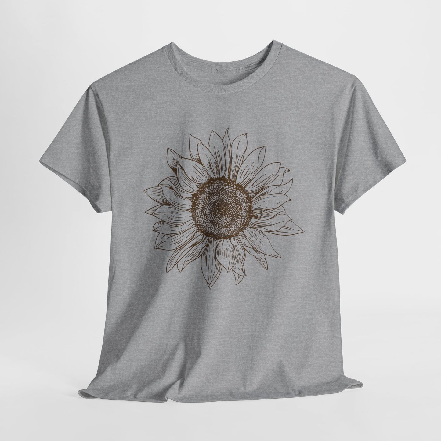 Sunflower Line Art T-Shirt - Minimal Design