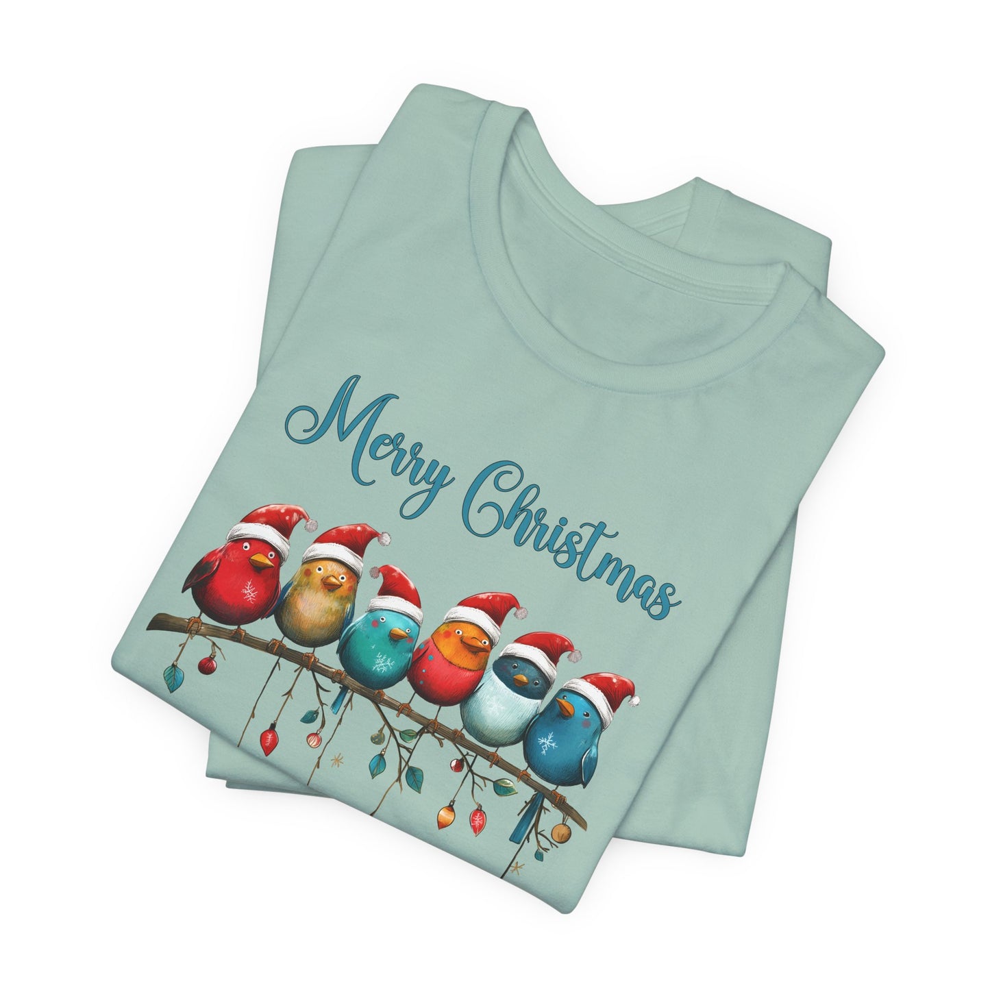 Merry Christmas Birds T-Shirt - Festive Holiday Tee