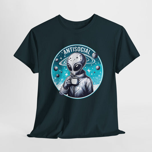 Antisocial Alien T-Shirt - Coffee Drinker Graphic