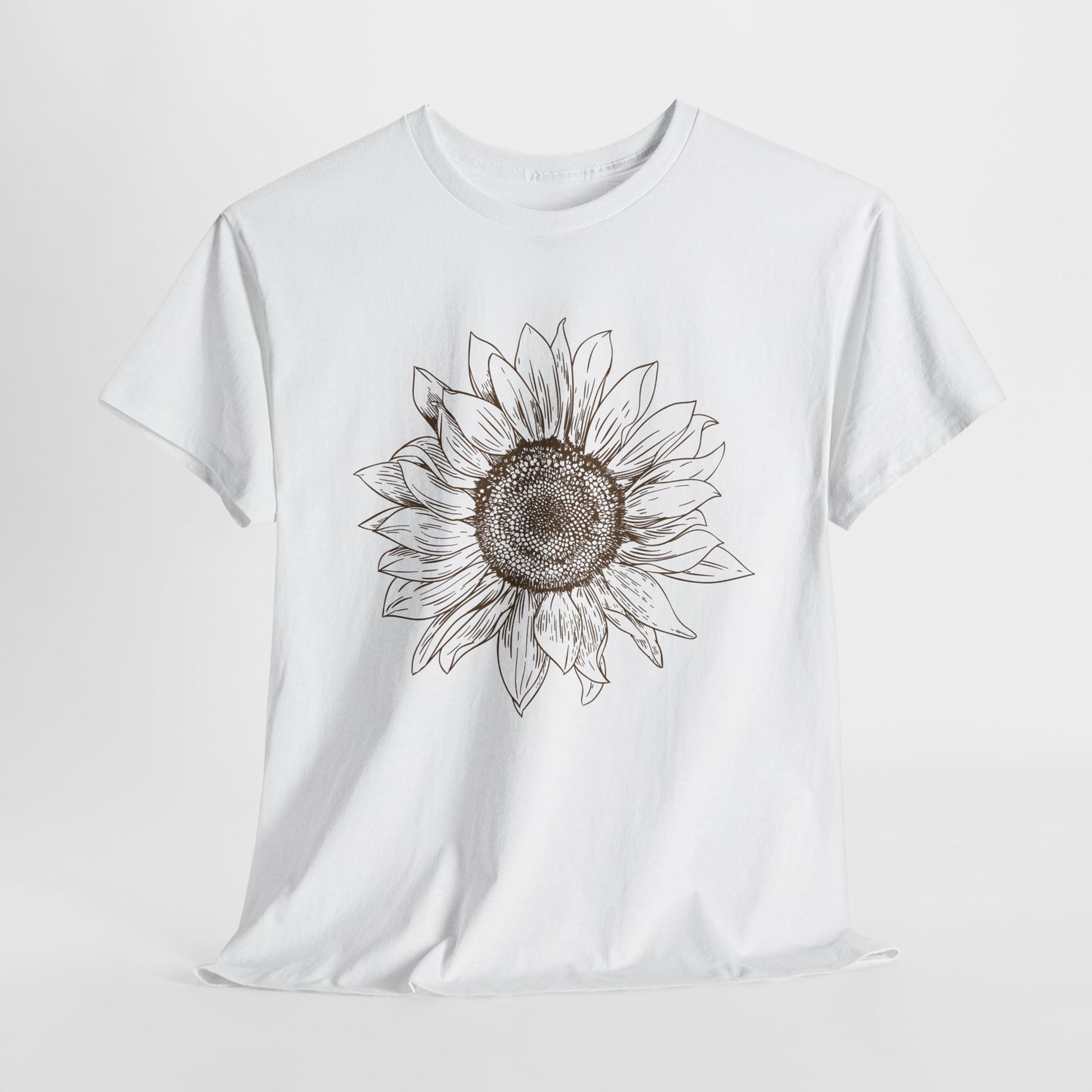 Sunflower Line Art T-Shirt - Minimal Design