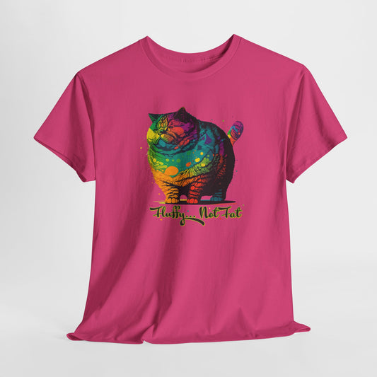 Fluffy Not Fat Chonk T-Shirt - Funny Cat Tee