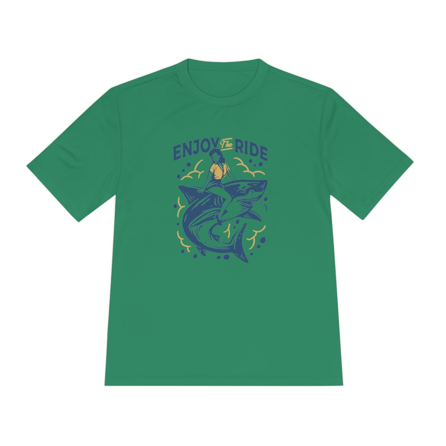 Retro Housewife Shark Ride Moisture Wicking T-Shirt