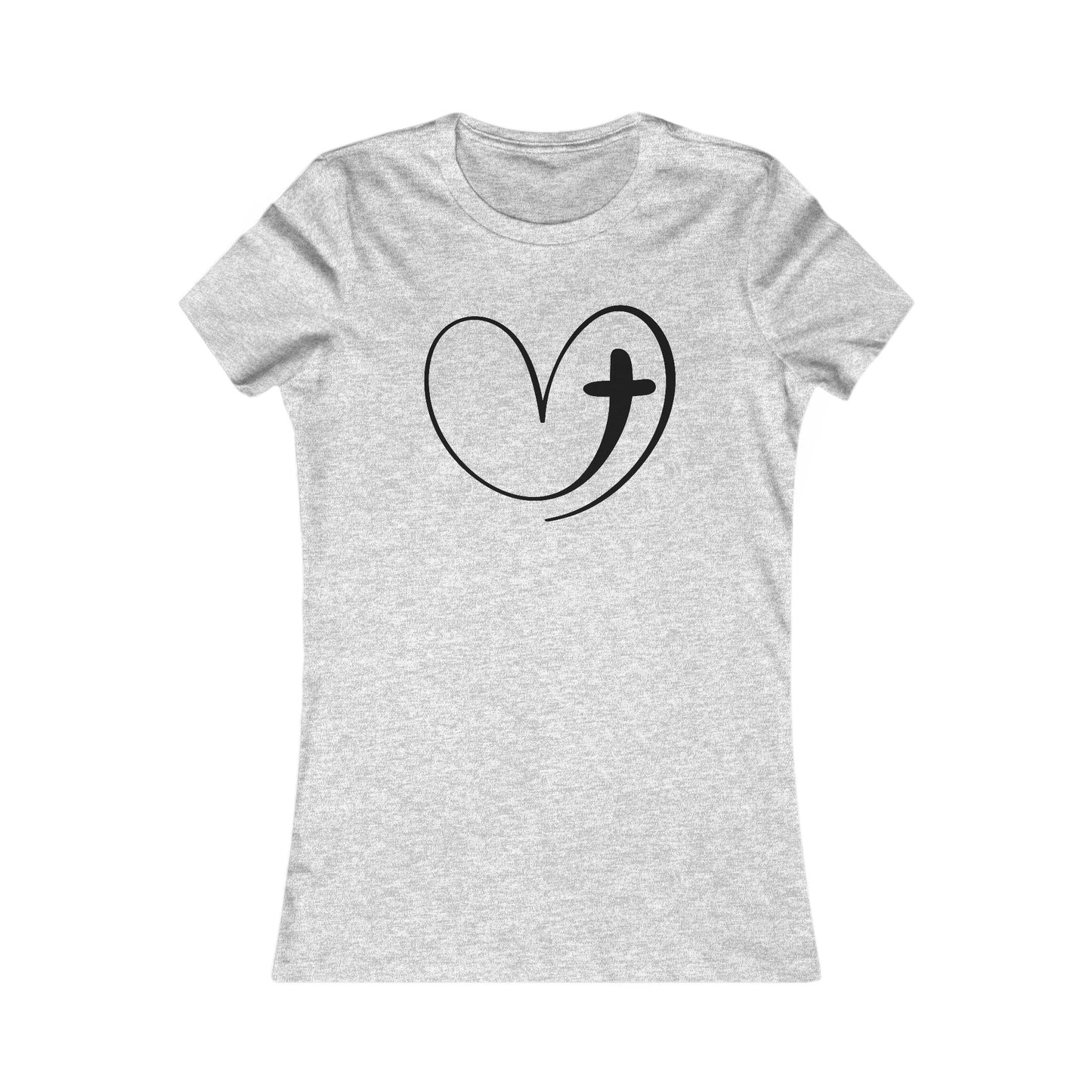 Heart Cross Fitted T-Shirt - Stylish Christian Graphic Tee