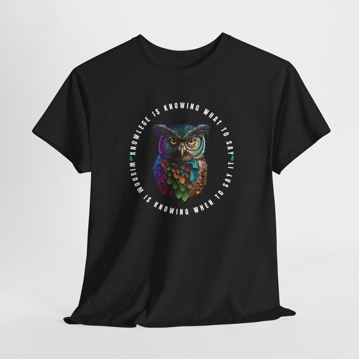 Wisdom Owl T-Shirt - Knowledge Quote Tee