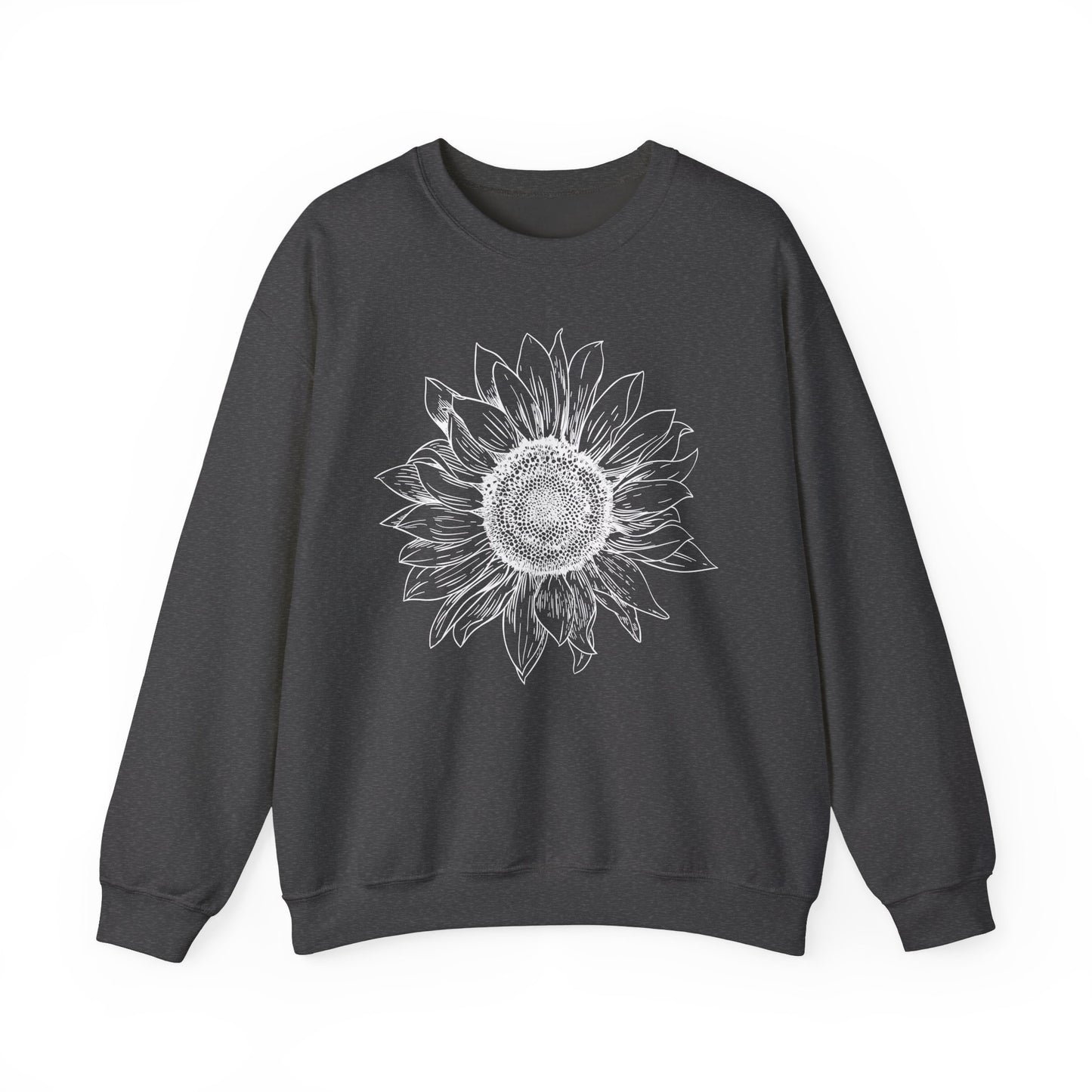 Sunflower Line-Art Sweatshirt - Cozy Floral Apparel