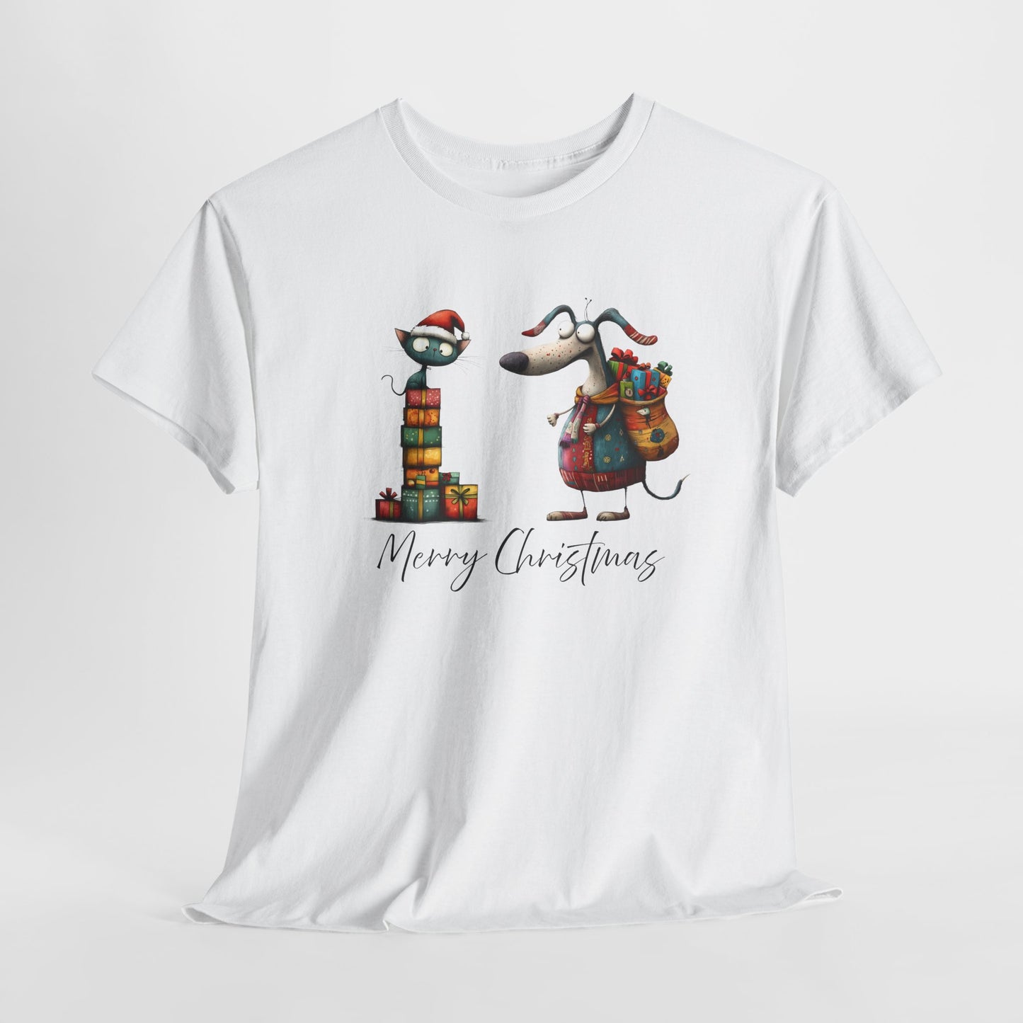 Merry Christmas Cat Dog T-Shirt - Festive Tee