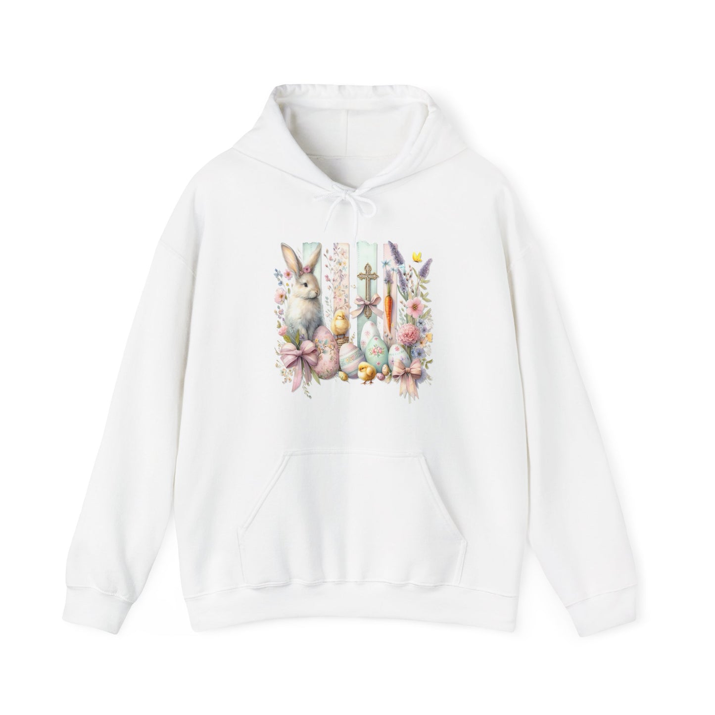 Easter Bunny Floral Collage Hoodie - Festive Spring Graphic Sweatshirt