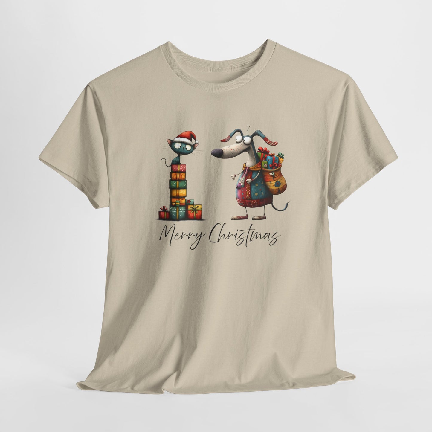 Merry Christmas Cat Dog T-Shirt - Festive Tee