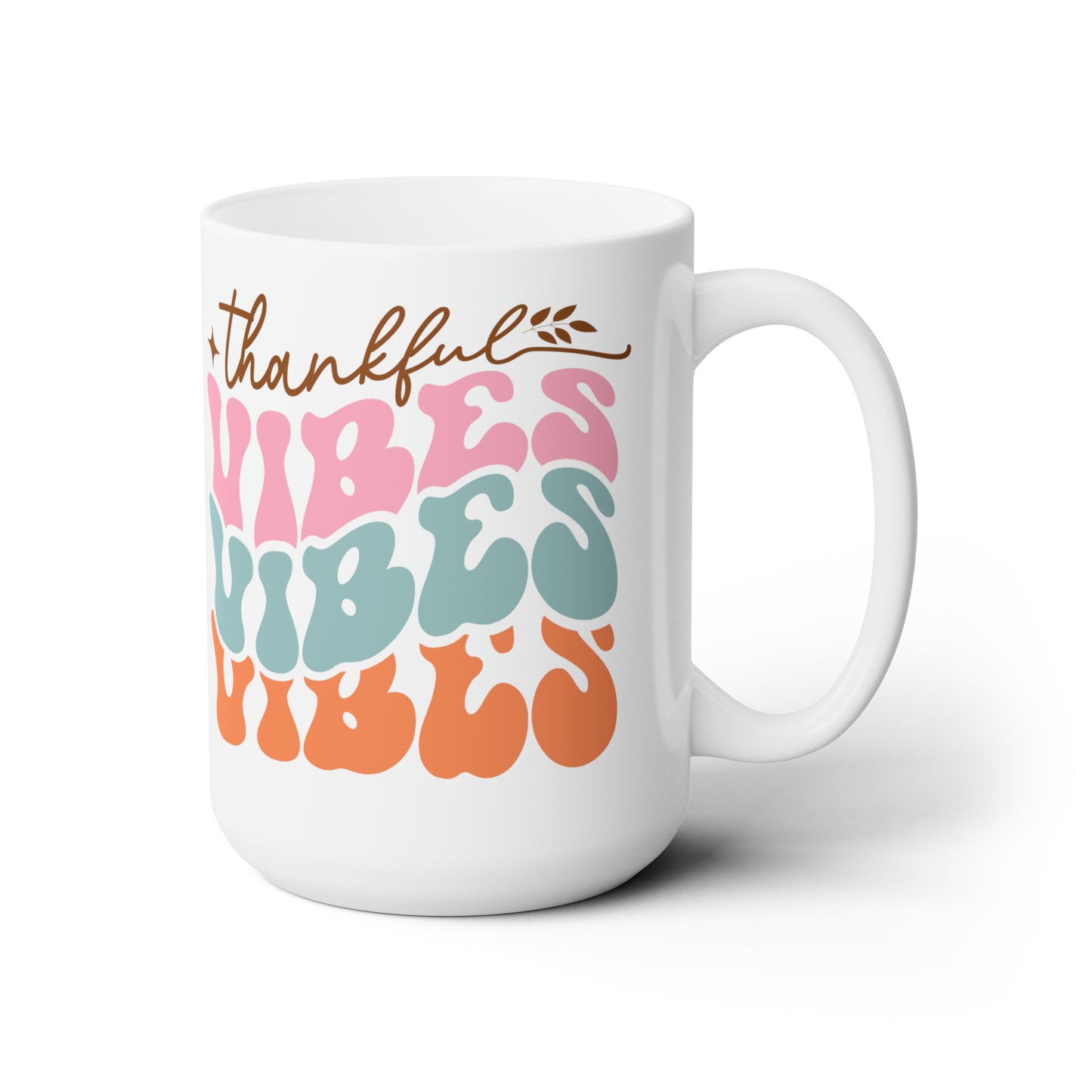 Thankful Vibes Coffee Mug Retro Style Hot Tea Cup Gift