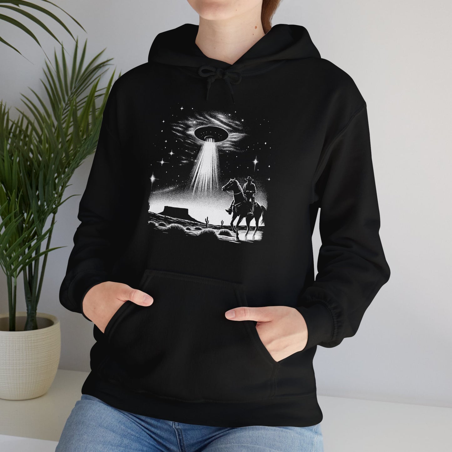 Cowboys And Aliens Hoodie - Desert UFO Glow Design