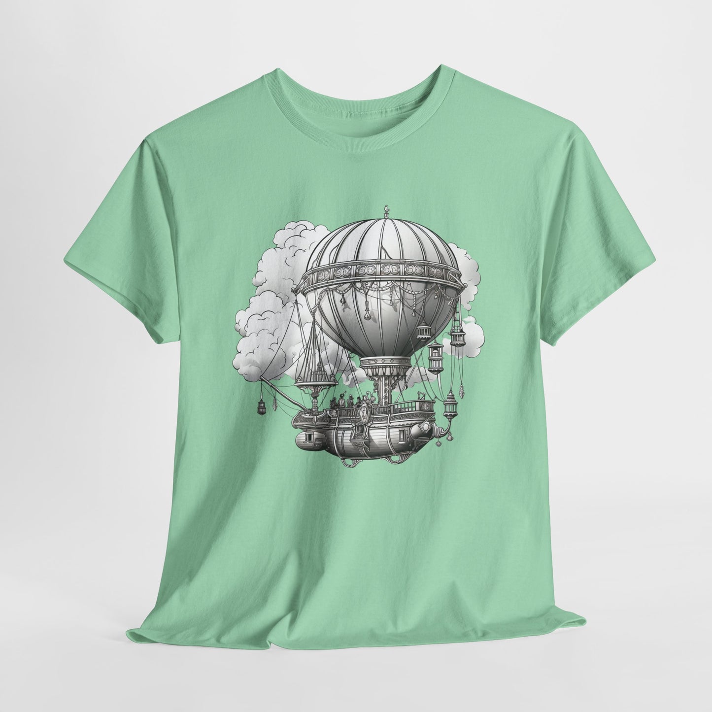 Steampunk Airship T-Shirt - Retro Aviation Graphic