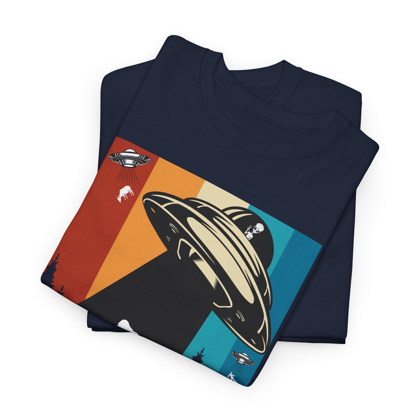 UFO Bigfoot Abduction T-Shirt - Forest Alien Grab Design