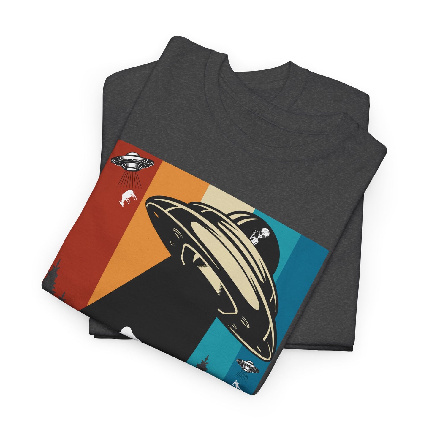 UFO Bigfoot Abduction T-Shirt - Forest Alien Grab Design