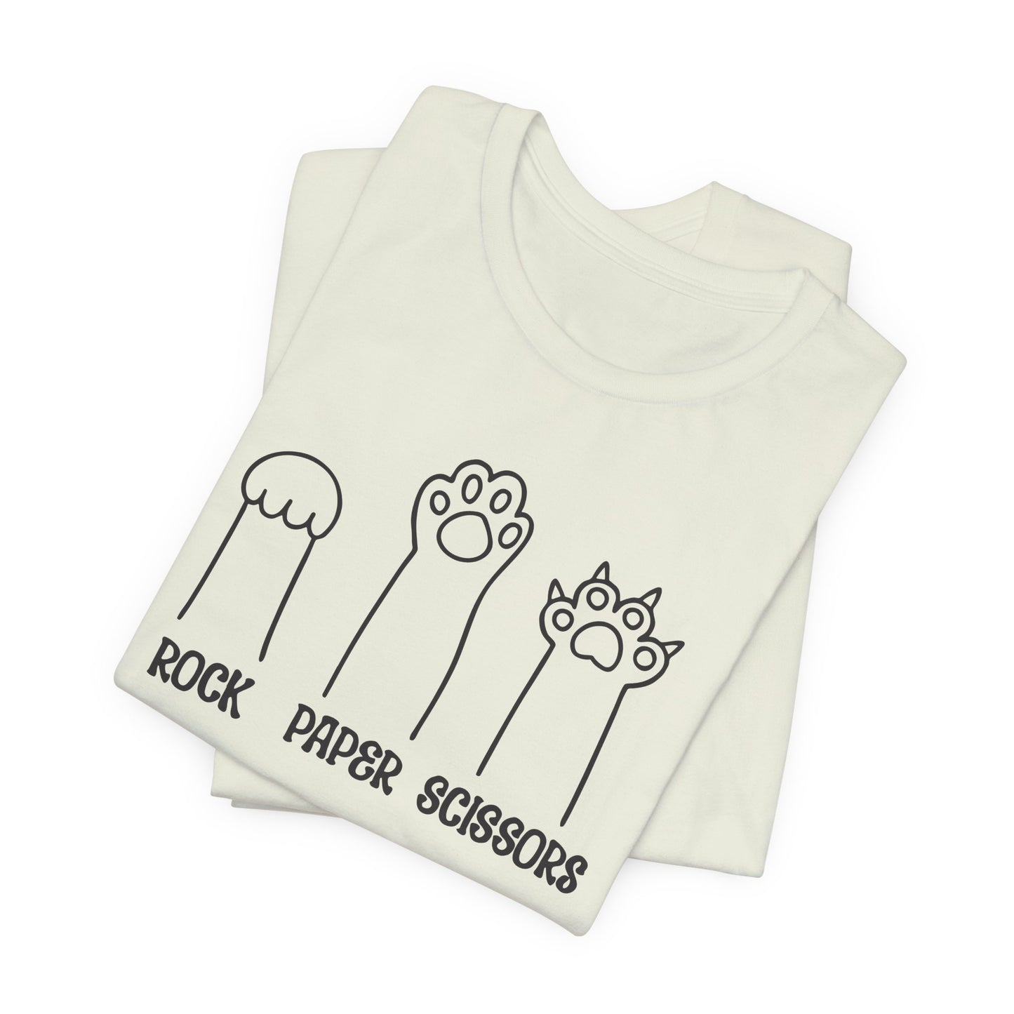 Rock Paper Scissors Cat T-Shirt - Funny Paw Tee