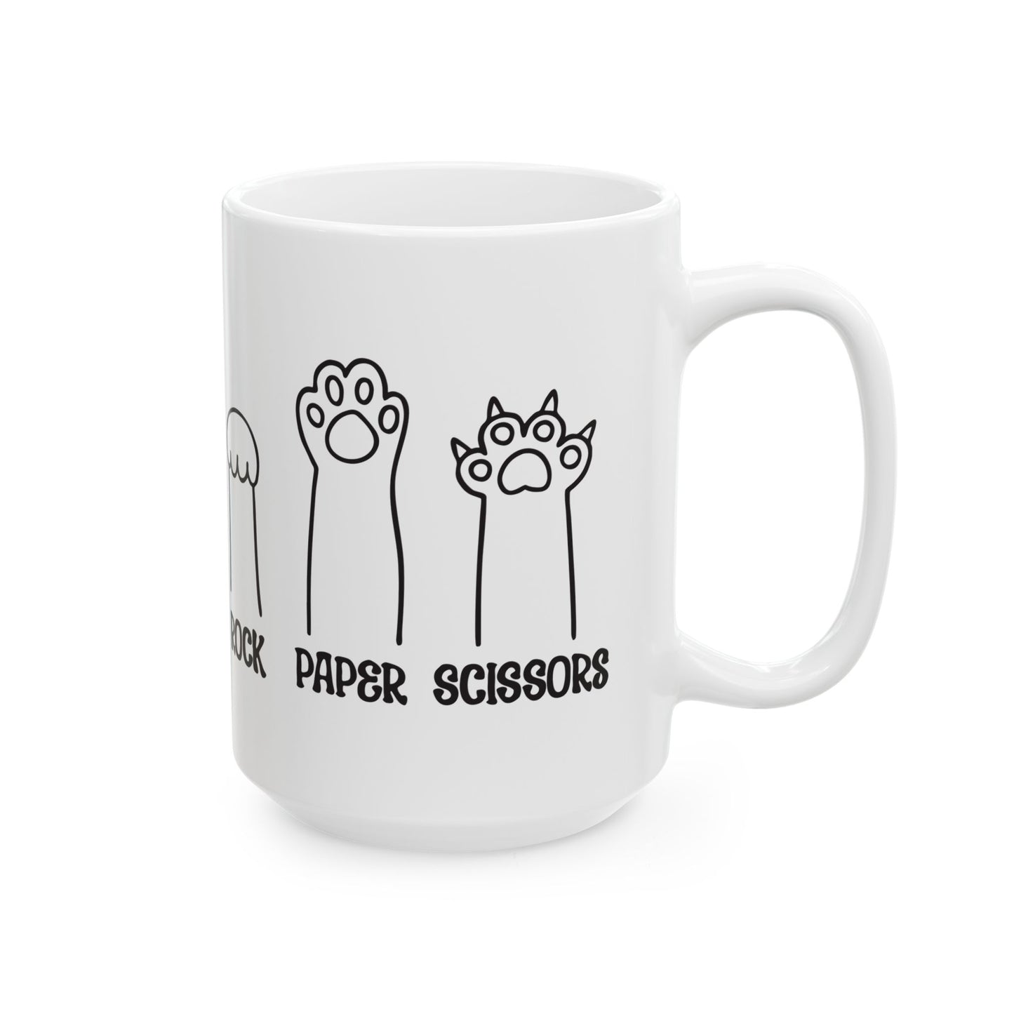 Rock Paper Scissors Cat Paw Coffee Mug For Fun Kitty Tea Cup For Hot Cocoa