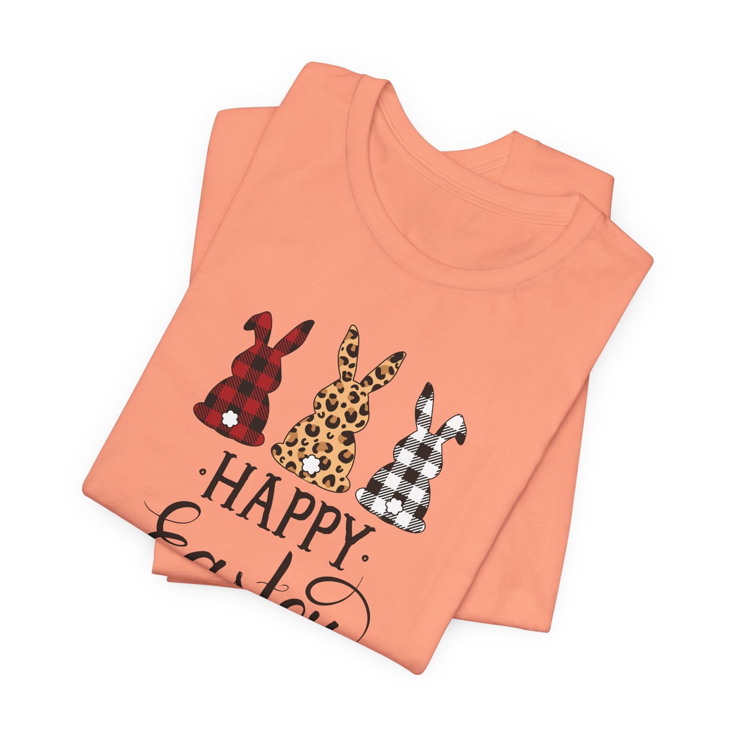 Happy Easter Textile Bunnies T-Shirt - Spring Graphic Tee