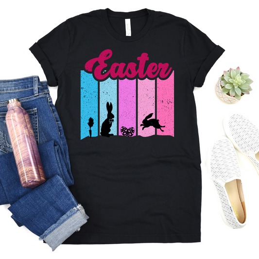 Easter Bunny Silhouette T-Shirt - Pastel Graphic Tee