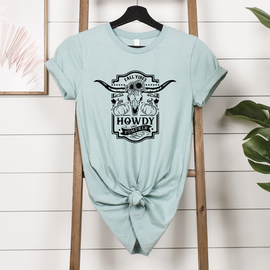 Fall Vibes Howdy Pumpkin T-Shirt - BoHo Autumn Tee