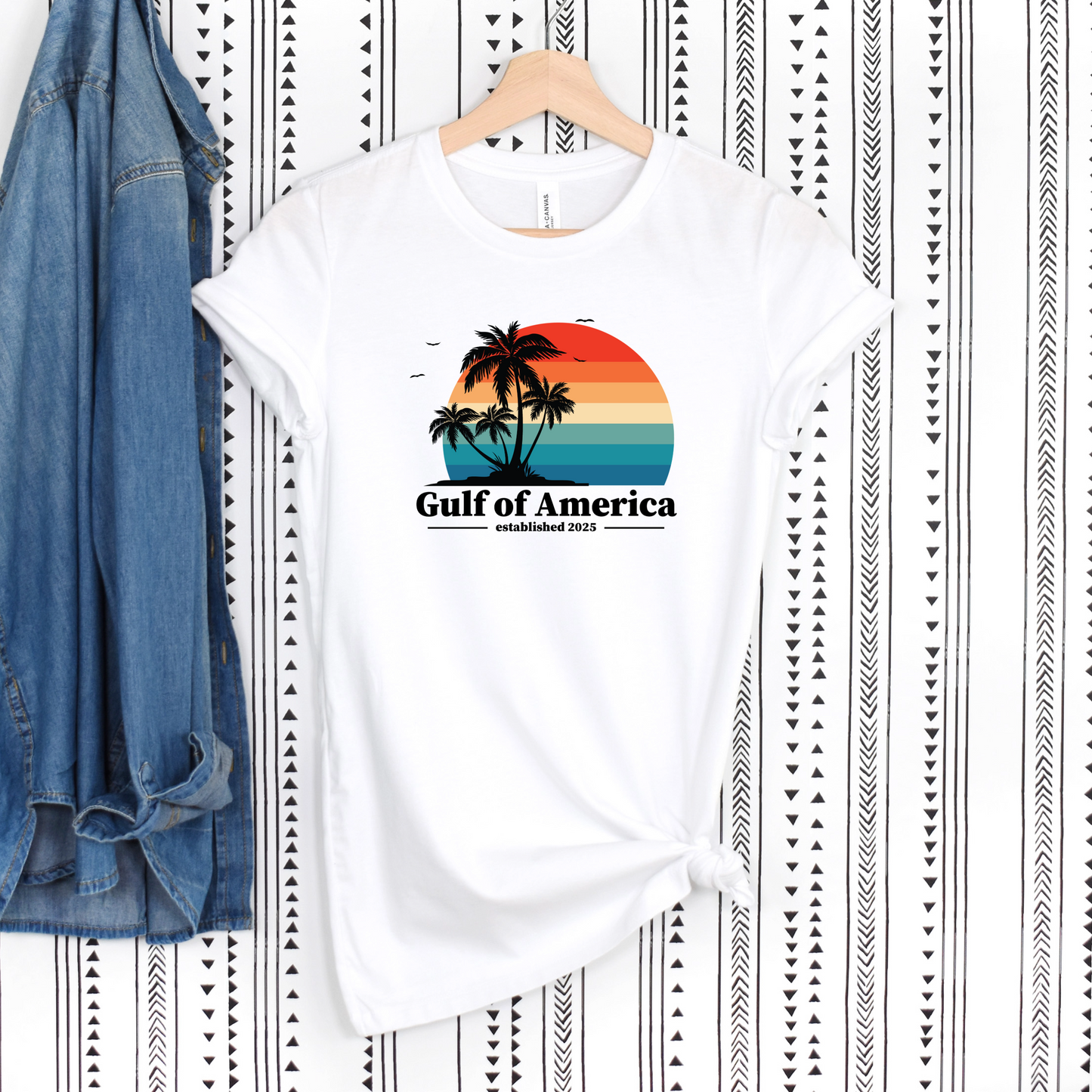 Gulf of America 2025 Rebel Sunset Tee - Retro Beach Vibe T-Shirt