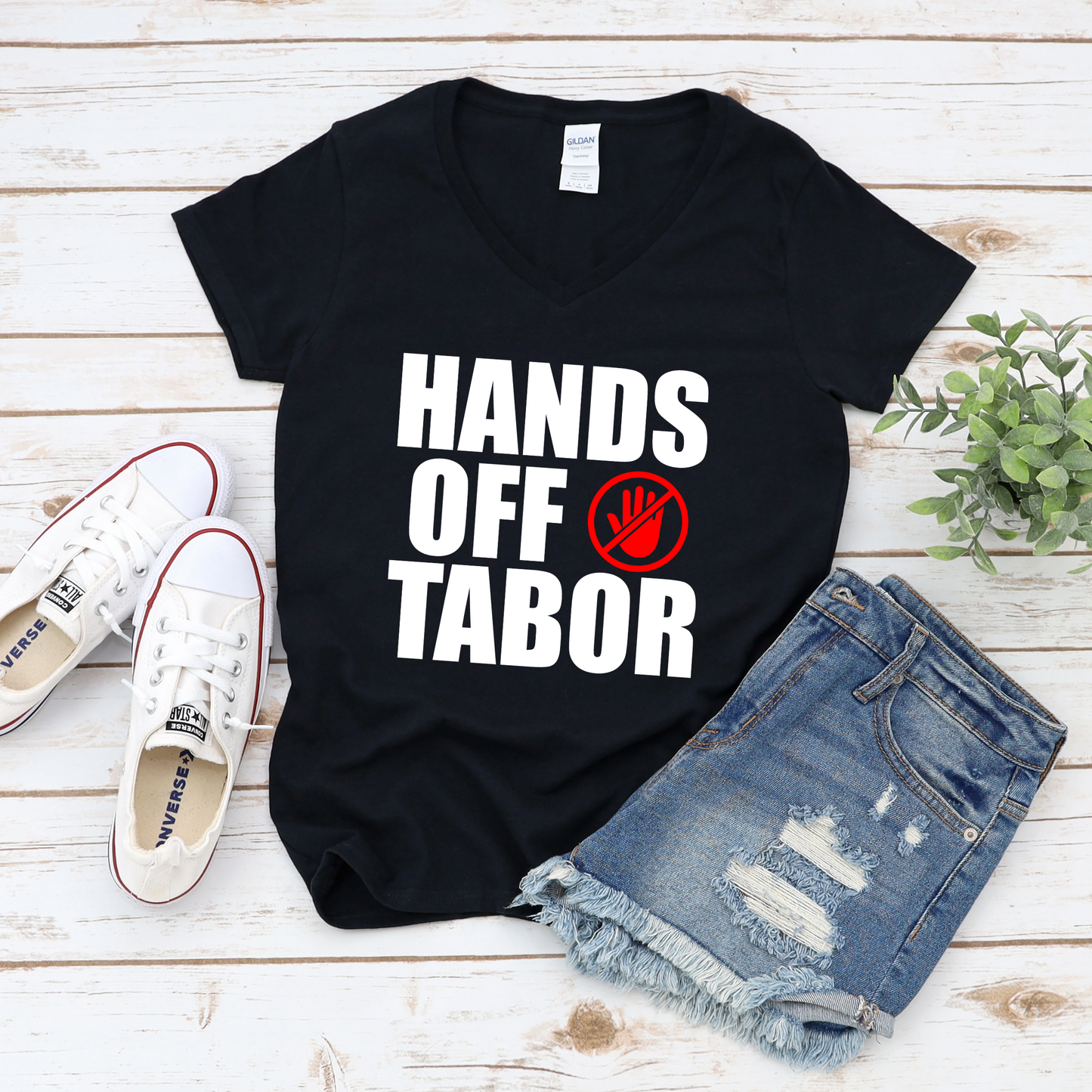 Hands Off TABOR V-neck T-Shirt