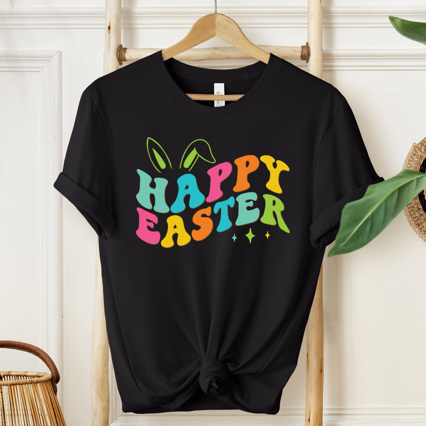 Happy Easter Bunny Ears T-Shirt - Colorful Graphic Tee