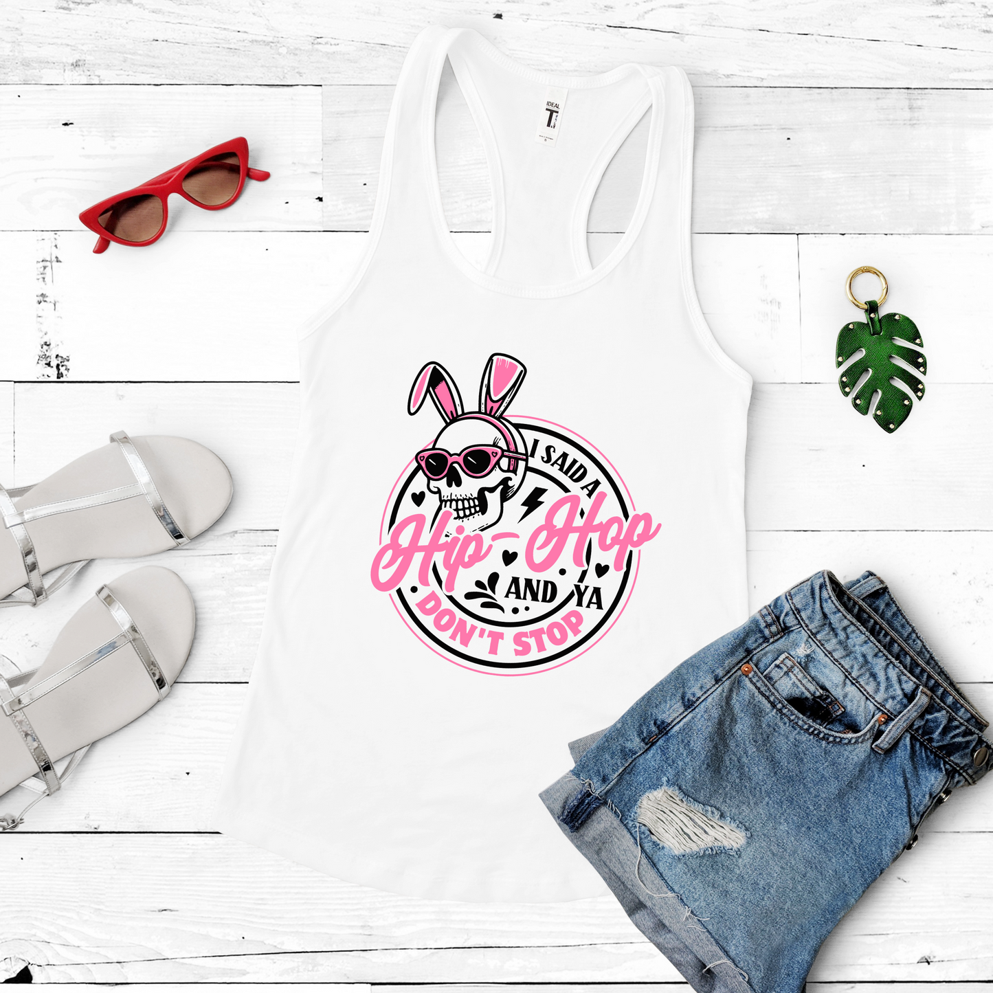 Skull Bunny Ears Tank Top - Hip Hop Easter Graphic Tank