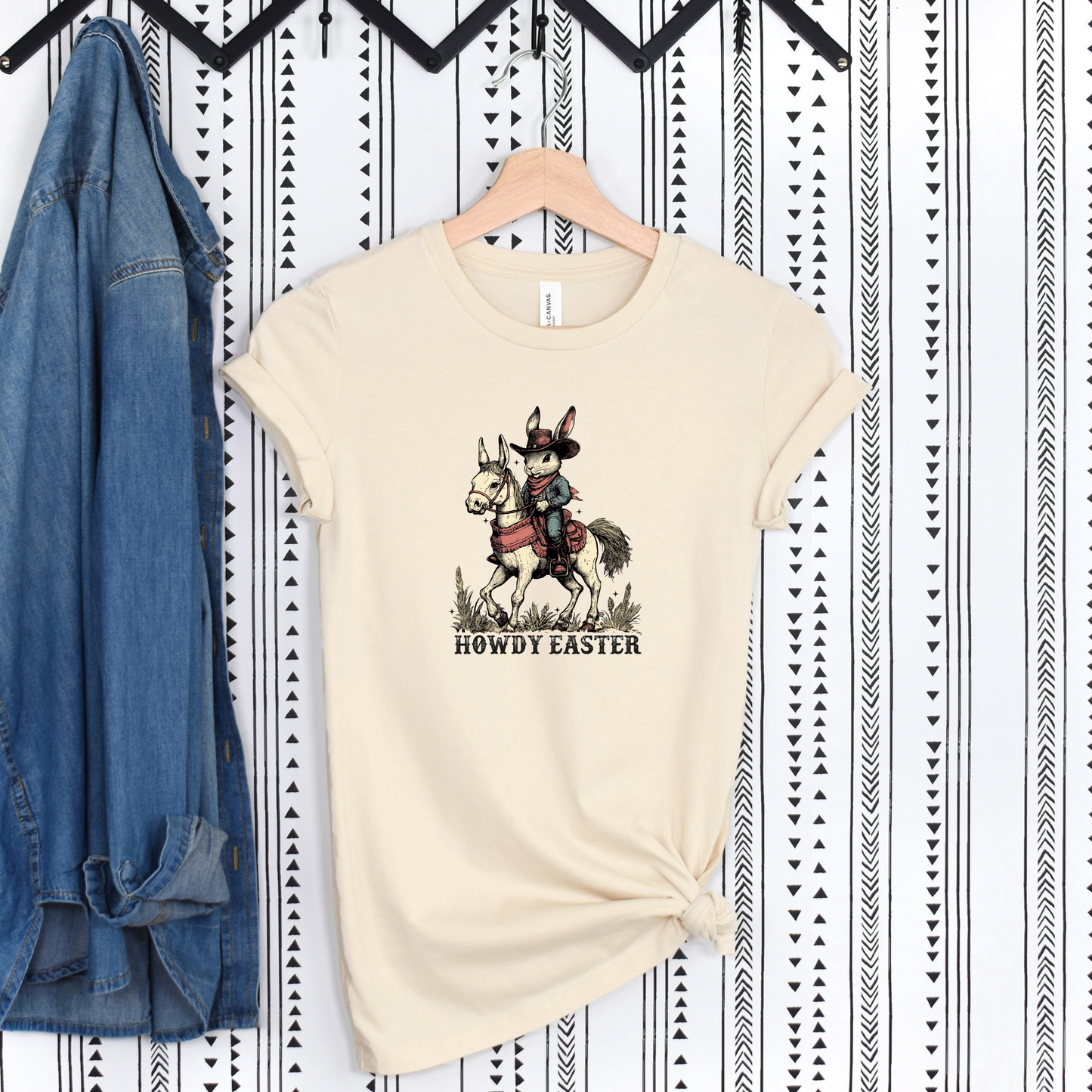 Howdy Easter Bunny Cowboy Tee - Fun Spring Graphic T-Shirt