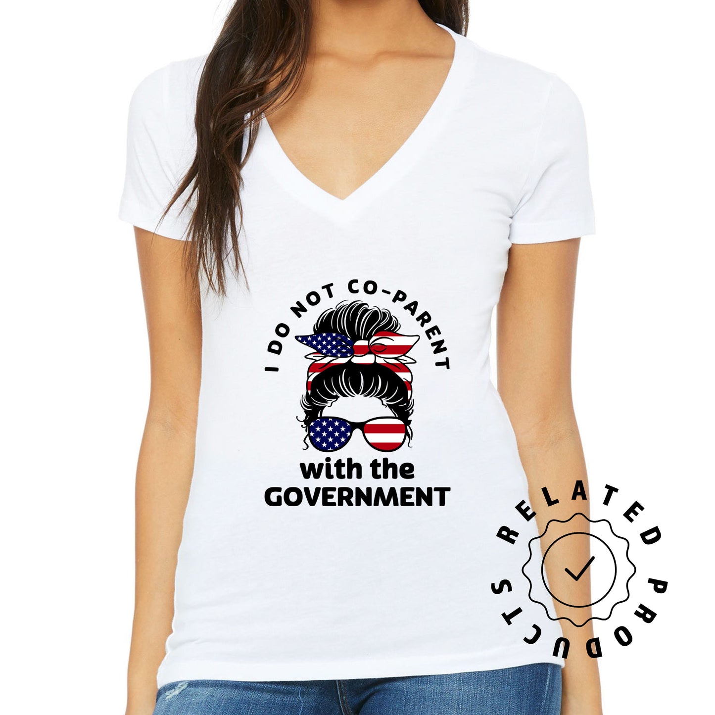 Patriotic Mom T-Shirt For I Don't Co-Parent TShirt For American Mom T Shirt With Messy Bun Shirt For Conservative Mom T-Shirt For Angry Mothers T-Shirt For Fourth Of July TShirt