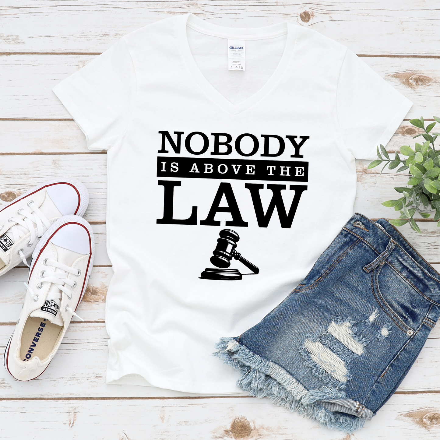 Nobody is Above the Law V-Neck T-Shirt - Justice Tee