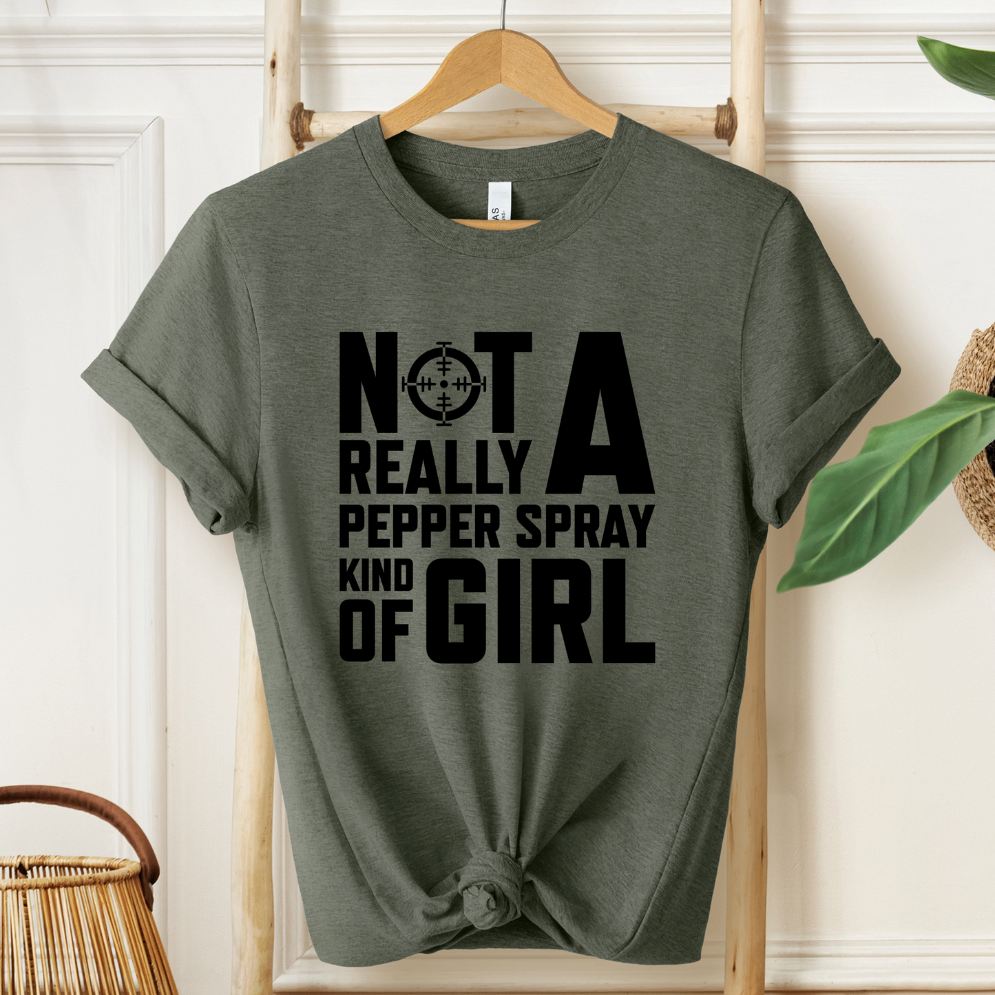 Not A Pepper Spray Girl T-Shirt - Bold Attitude Design