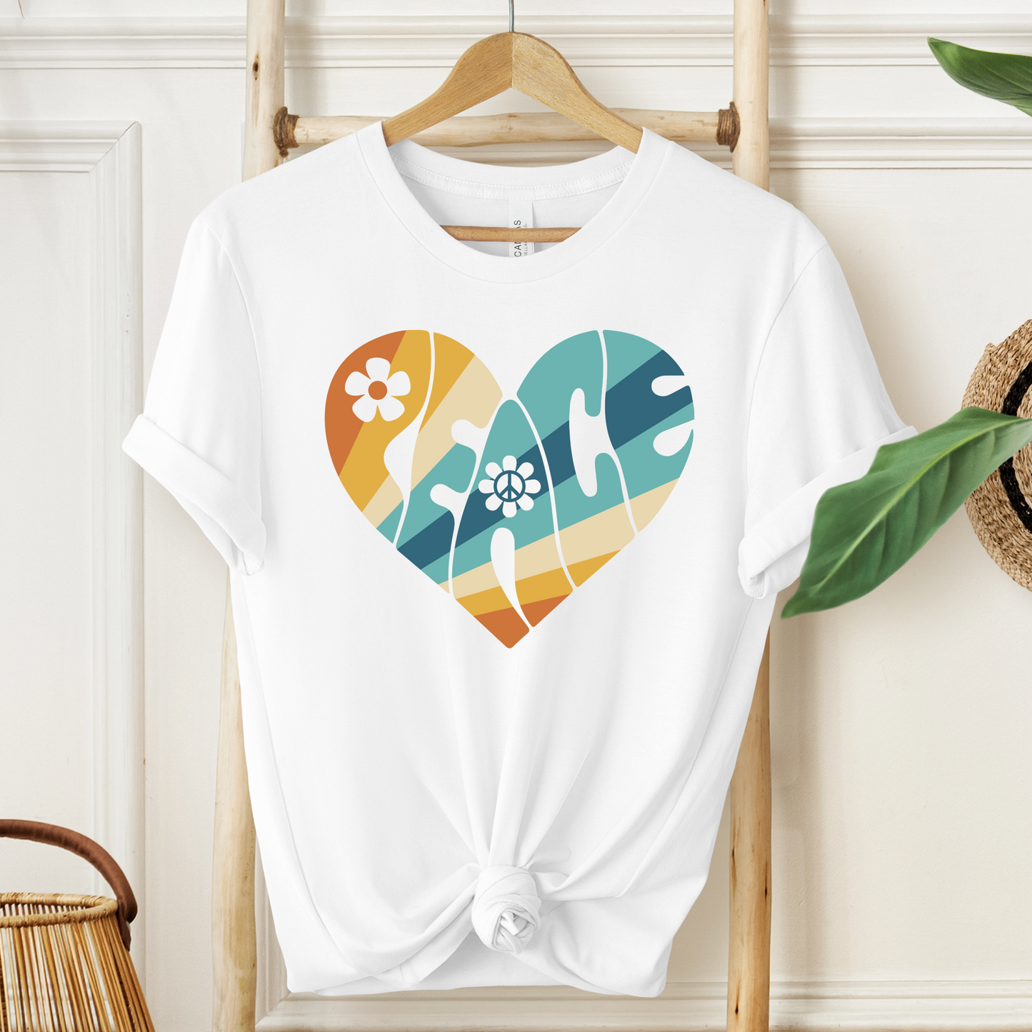 Colorful Peace Heart Hippie Tee