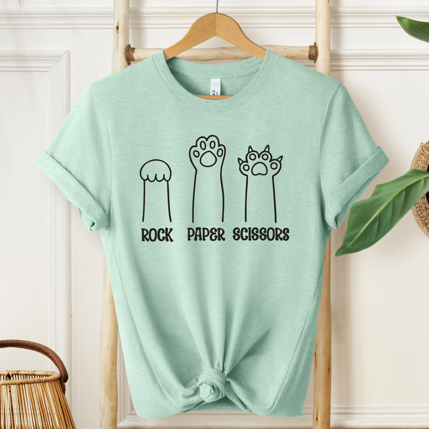 Rock Paper Scissors Cat T-Shirt - Funny Paw Tee