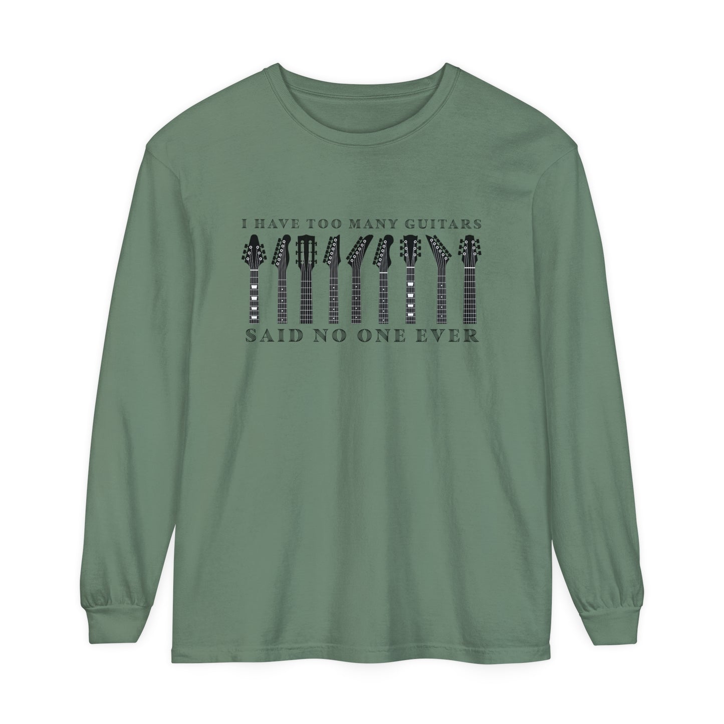 Too Many Guitars Long Sleeve T-Shirt - Music Vibe