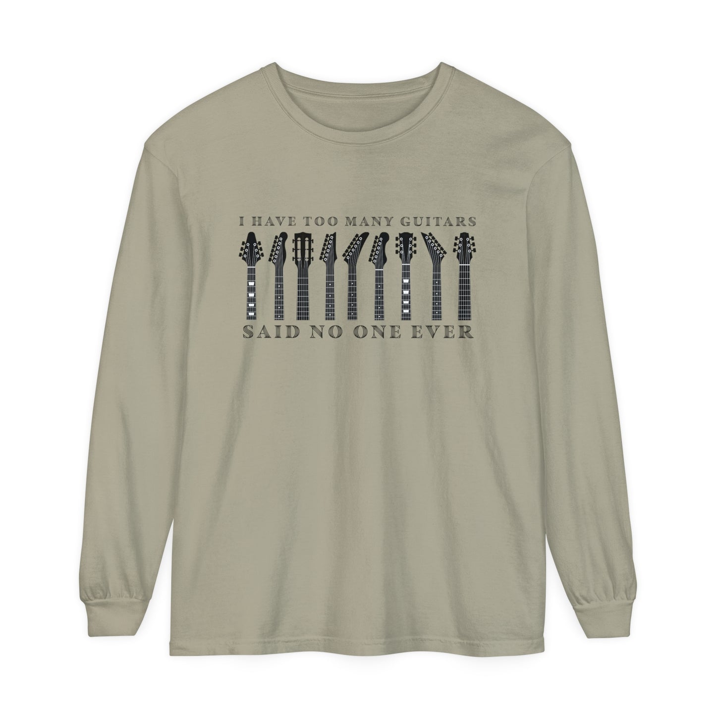Too Many Guitars Long Sleeve T-Shirt - Music Vibe